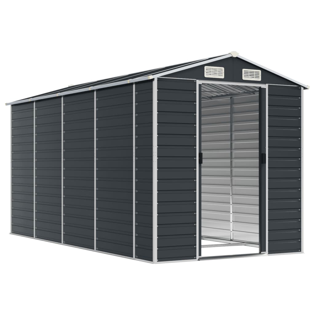 NNEVL Garden Shed Anthracite 191x385x198 cm Galvanised Steel-2