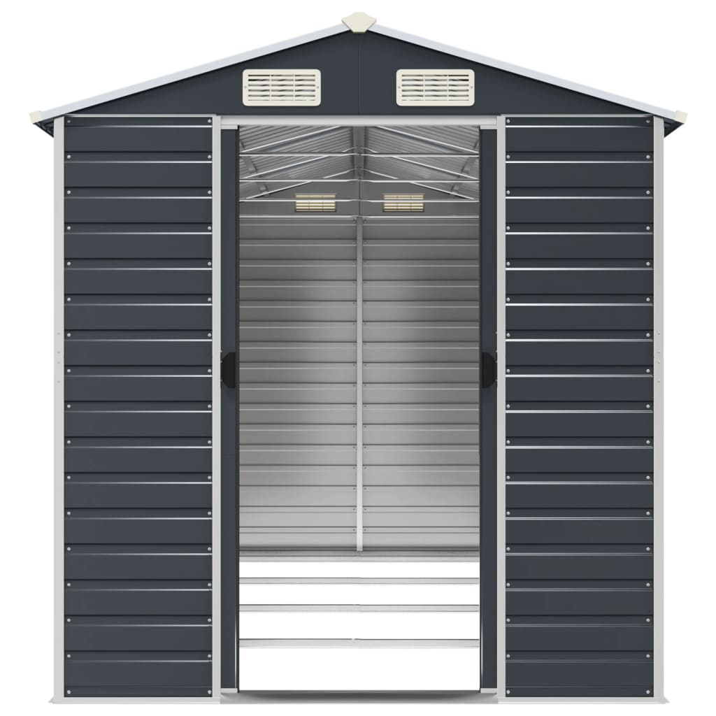 NNEVL Garden Shed Anthracite 191x385x198 cm Galvanised Steel-4