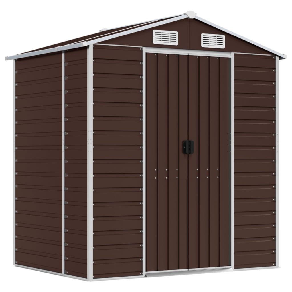 NNEVL Garden Shed Brown 191x130x198 cm Galvanised Steel-1