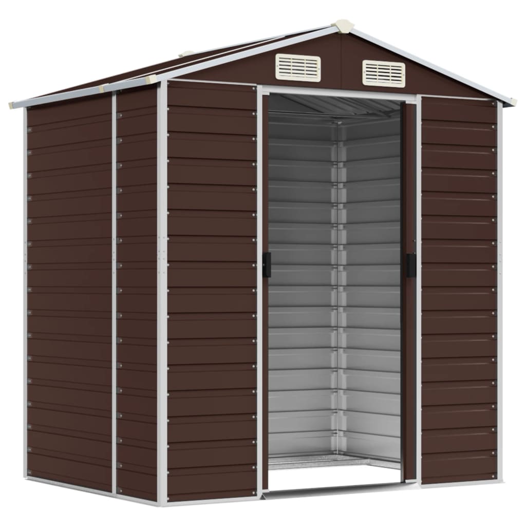 NNEVL Garden Shed Brown 191x130x198 cm Galvanised Steel-2