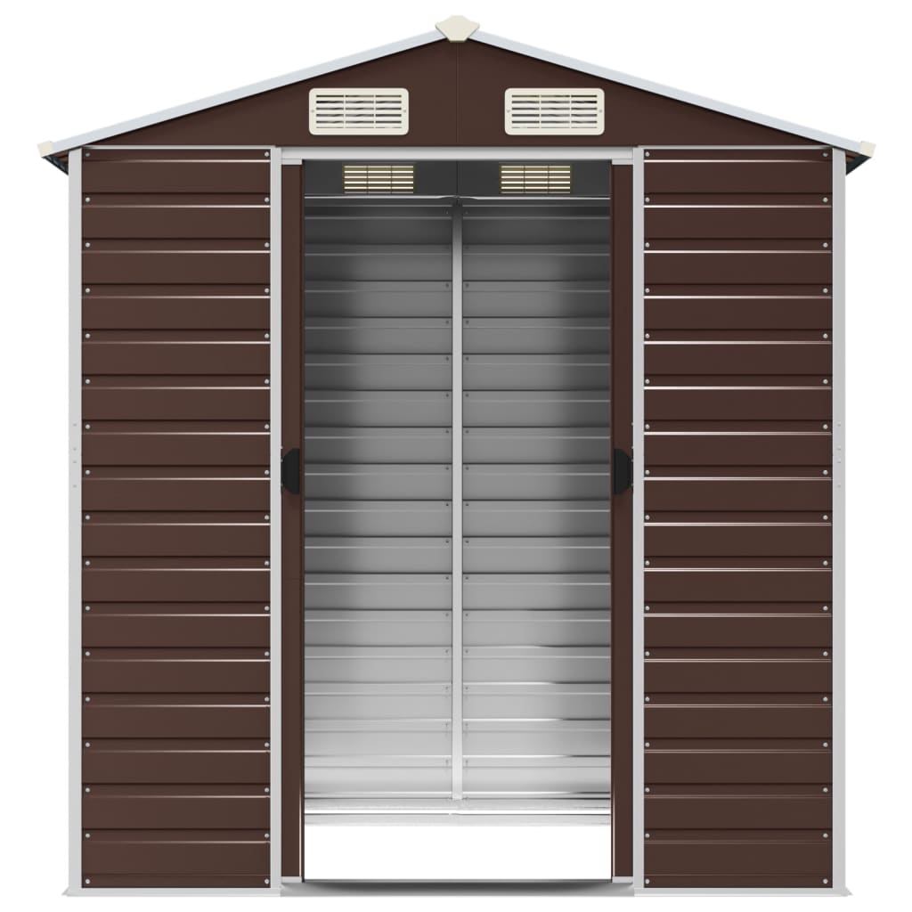 NNEVL Garden Shed Brown 191x130x198 cm Galvanised Steel-4