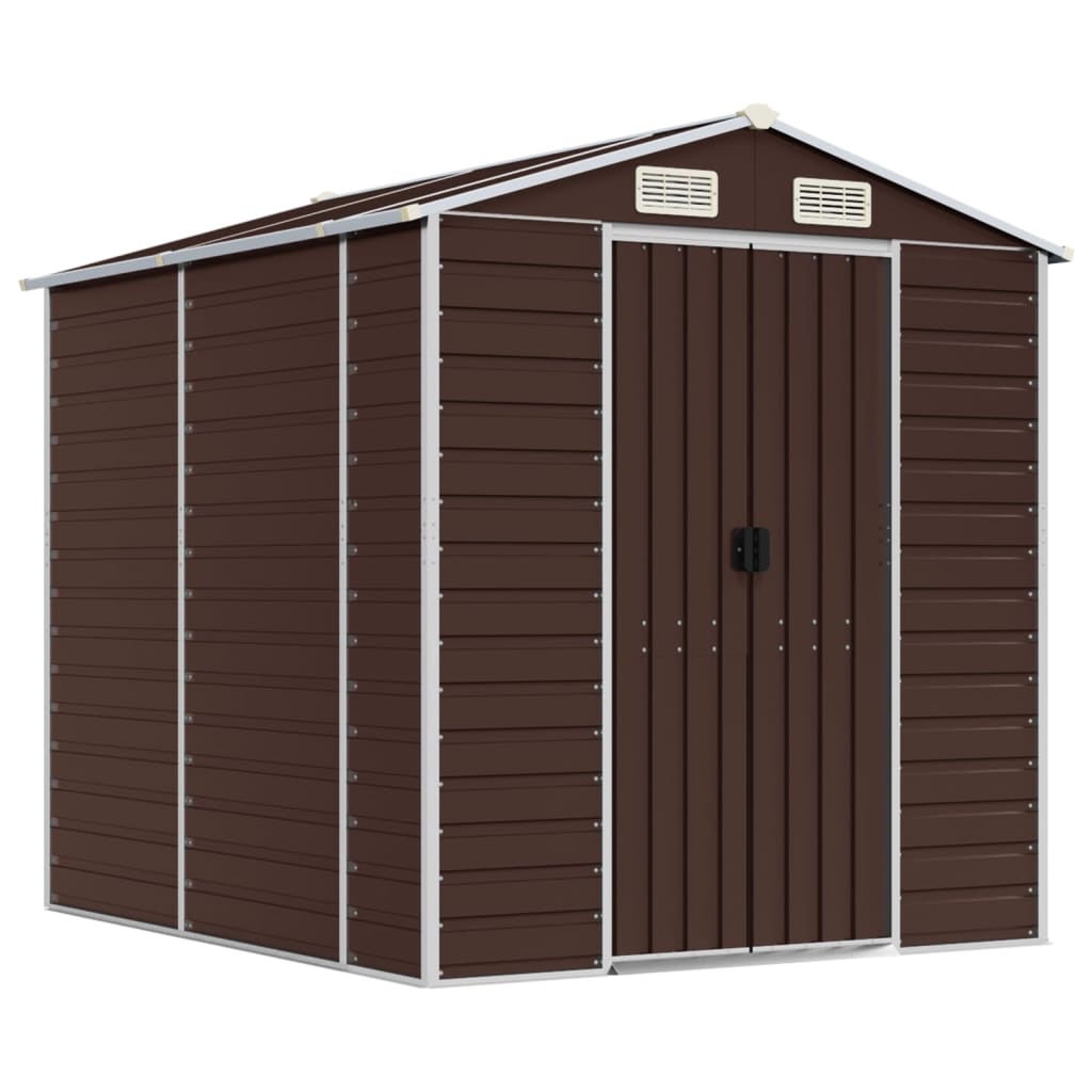 NNEVL Garden Shed Brown 191x215x198 cm Galvanised Steel-1