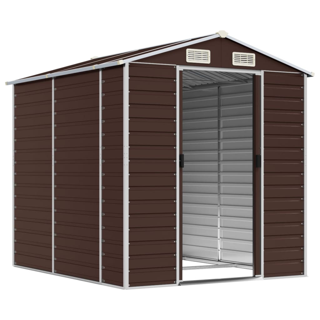 NNEVL Garden Shed Brown 191x215x198 cm Galvanised Steel-2