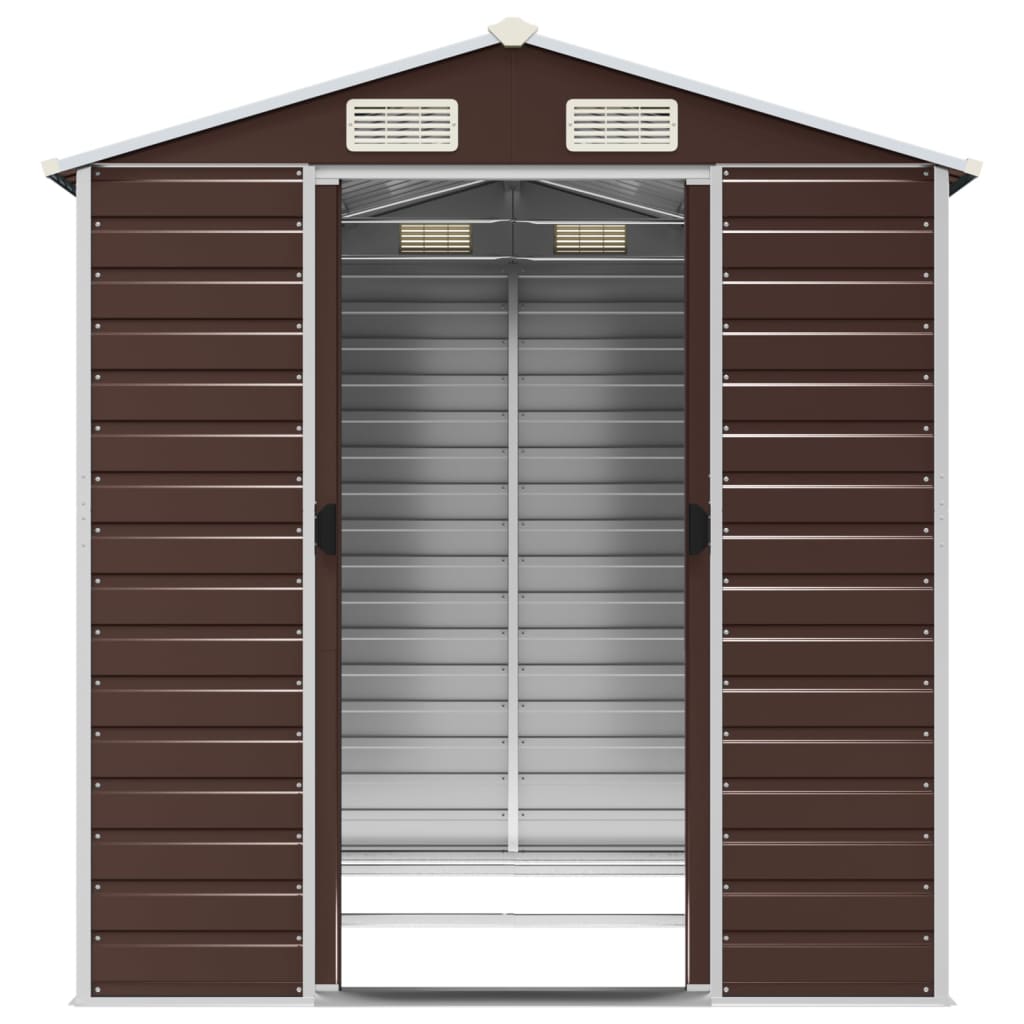 NNEVL Garden Shed Brown 191x215x198 cm Galvanised Steel-4