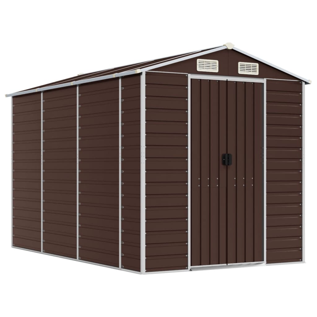 NNEVL Garden Shed Brown 191x300x198 cm Galvanised Steel-1