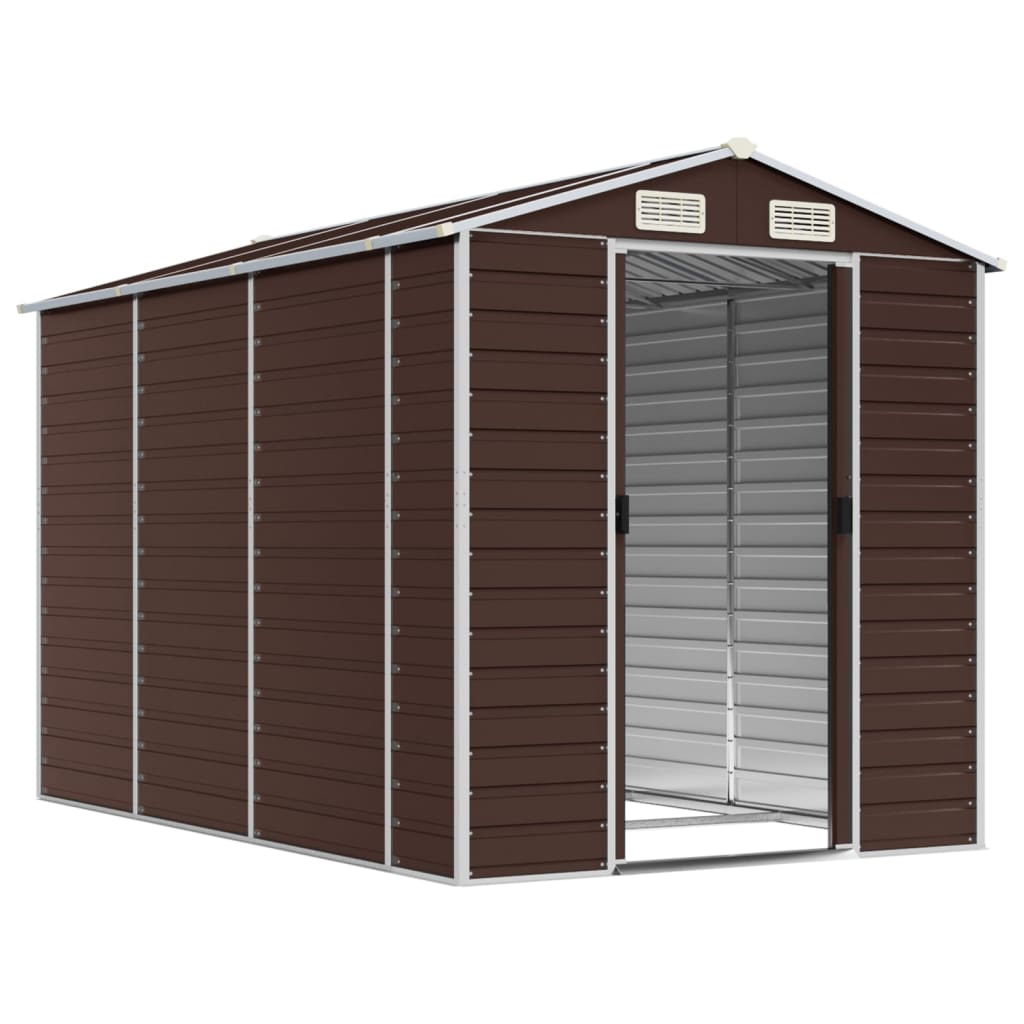 NNEVL Garden Shed Brown 191x300x198 cm Galvanised Steel-2