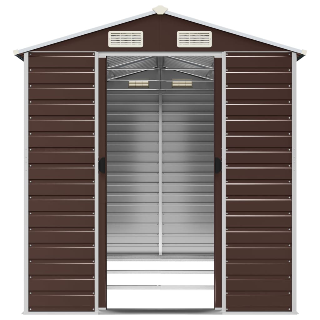 NNEVL Garden Shed Brown 191x300x198 cm Galvanised Steel-4