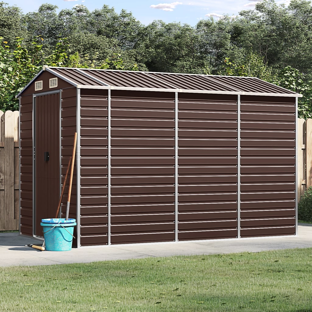 NNEVL Garden Shed Brown 191x300x198 cm Galvanised Steel-0