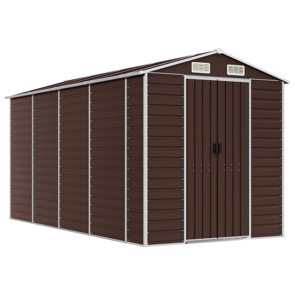 NNEVL Garden Shed Brown 191x385x198 cm Galvanised Steel-1