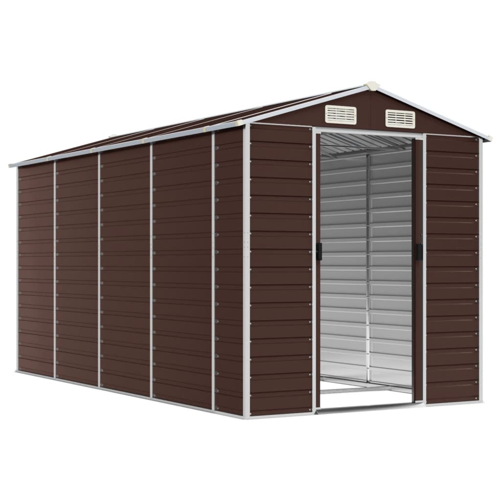 NNEVL Garden Shed Brown 191x385x198 cm Galvanised Steel-2