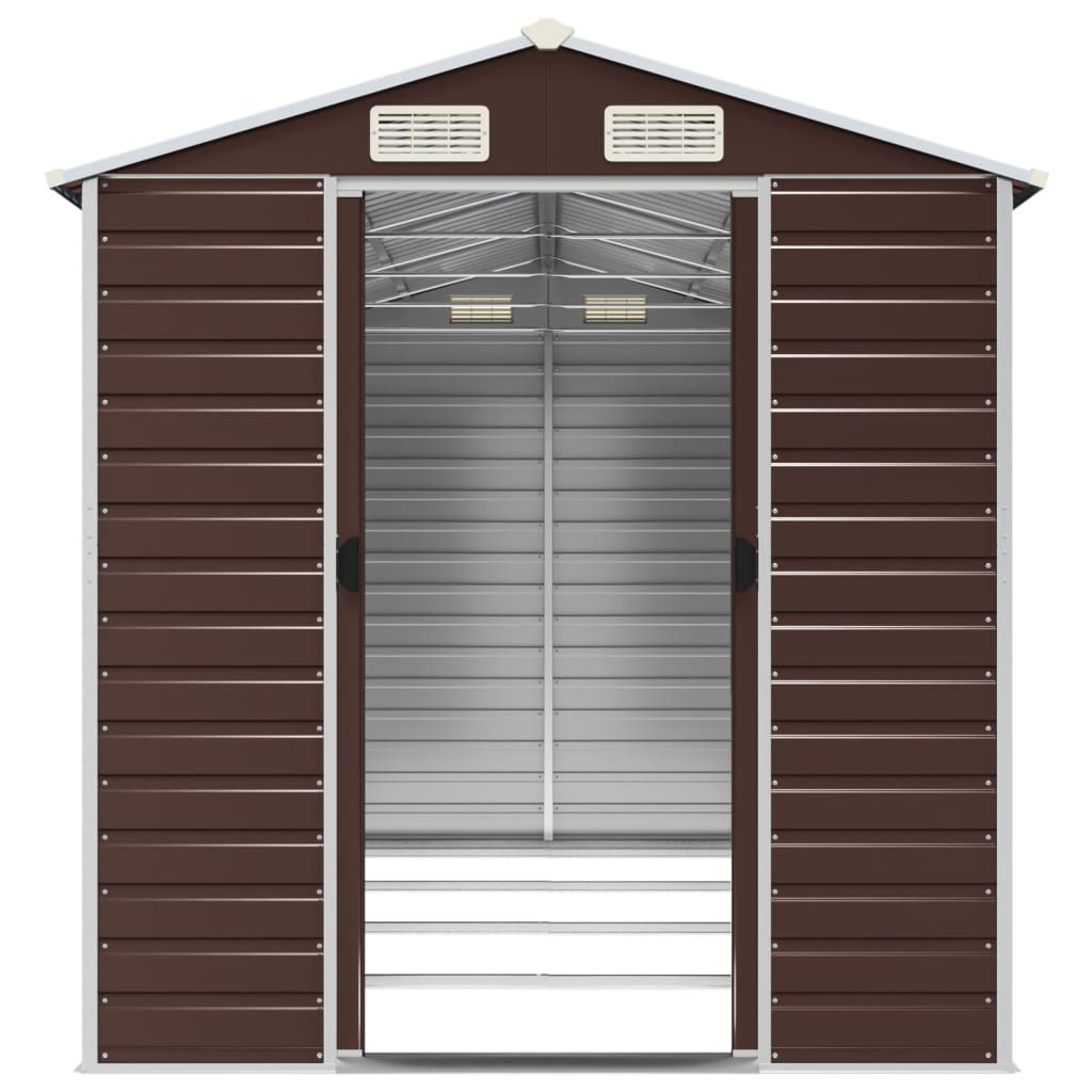 NNEVL Garden Shed Brown 191x385x198 cm Galvanised Steel-4