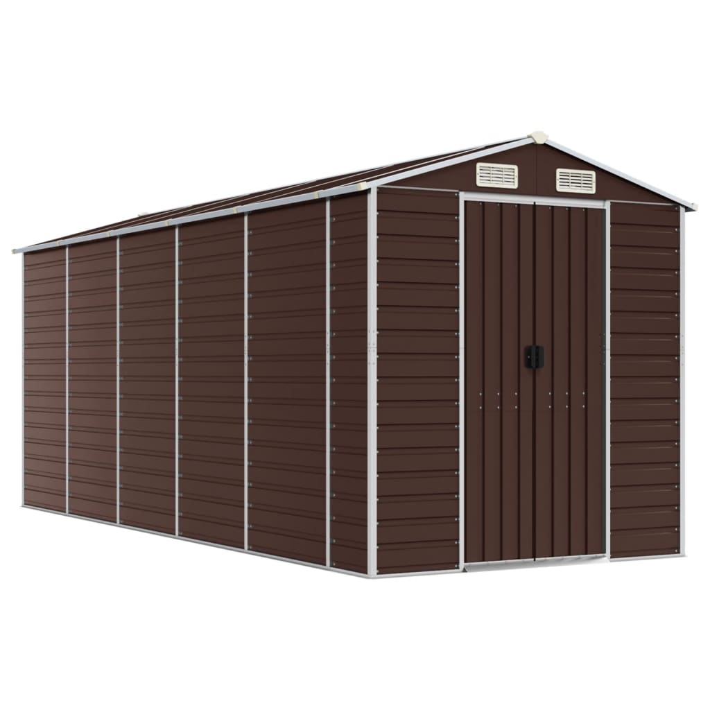 NNEVL Garden Shed Brown 191x470x198 cm Galvanised Steel-1