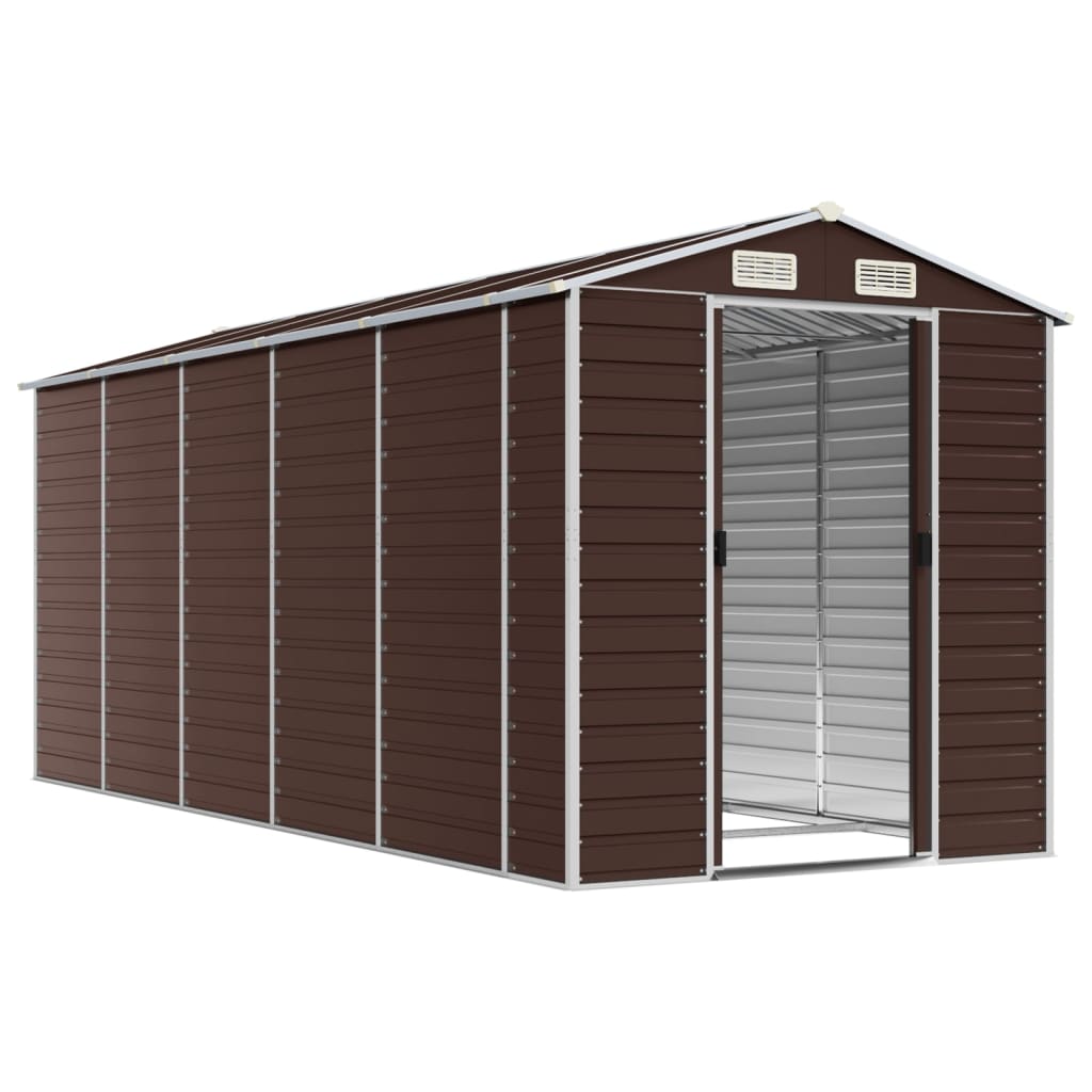 NNEVL Garden Shed Brown 191x470x198 cm Galvanised Steel-2
