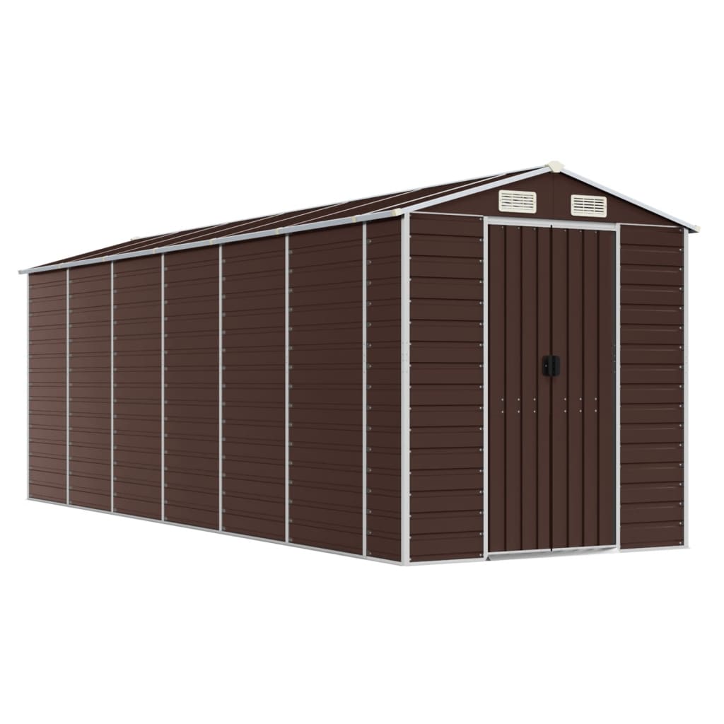 NNEVL Garden Shed Brown 191x555x198 cm Galvanised Steel-1