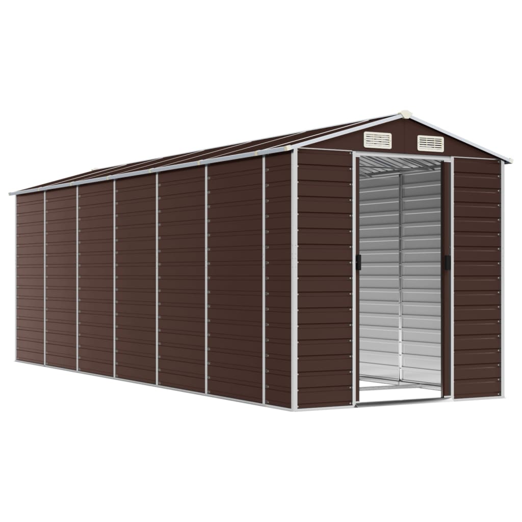 NNEVL Garden Shed Brown 191x555x198 cm Galvanised Steel-2