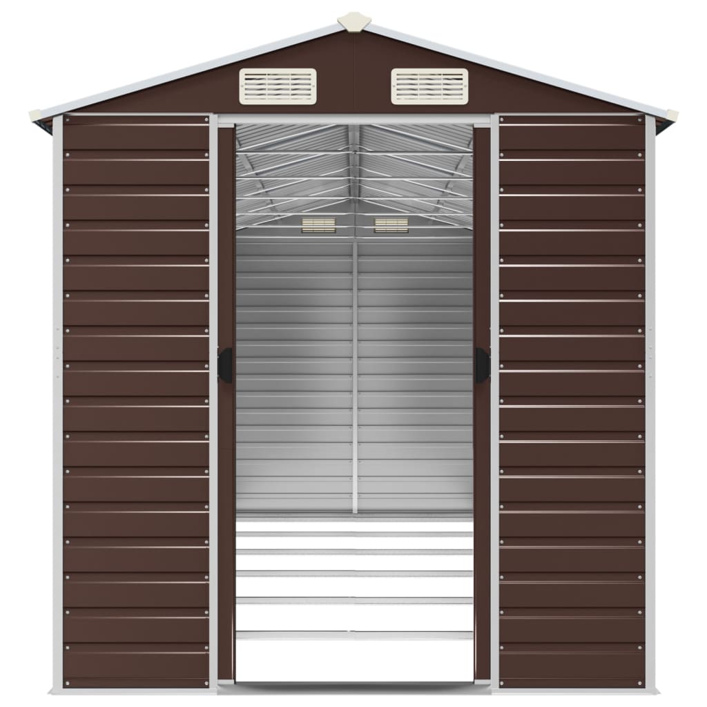 NNEVL Garden Shed Brown 191x555x198 cm Galvanised Steel-4