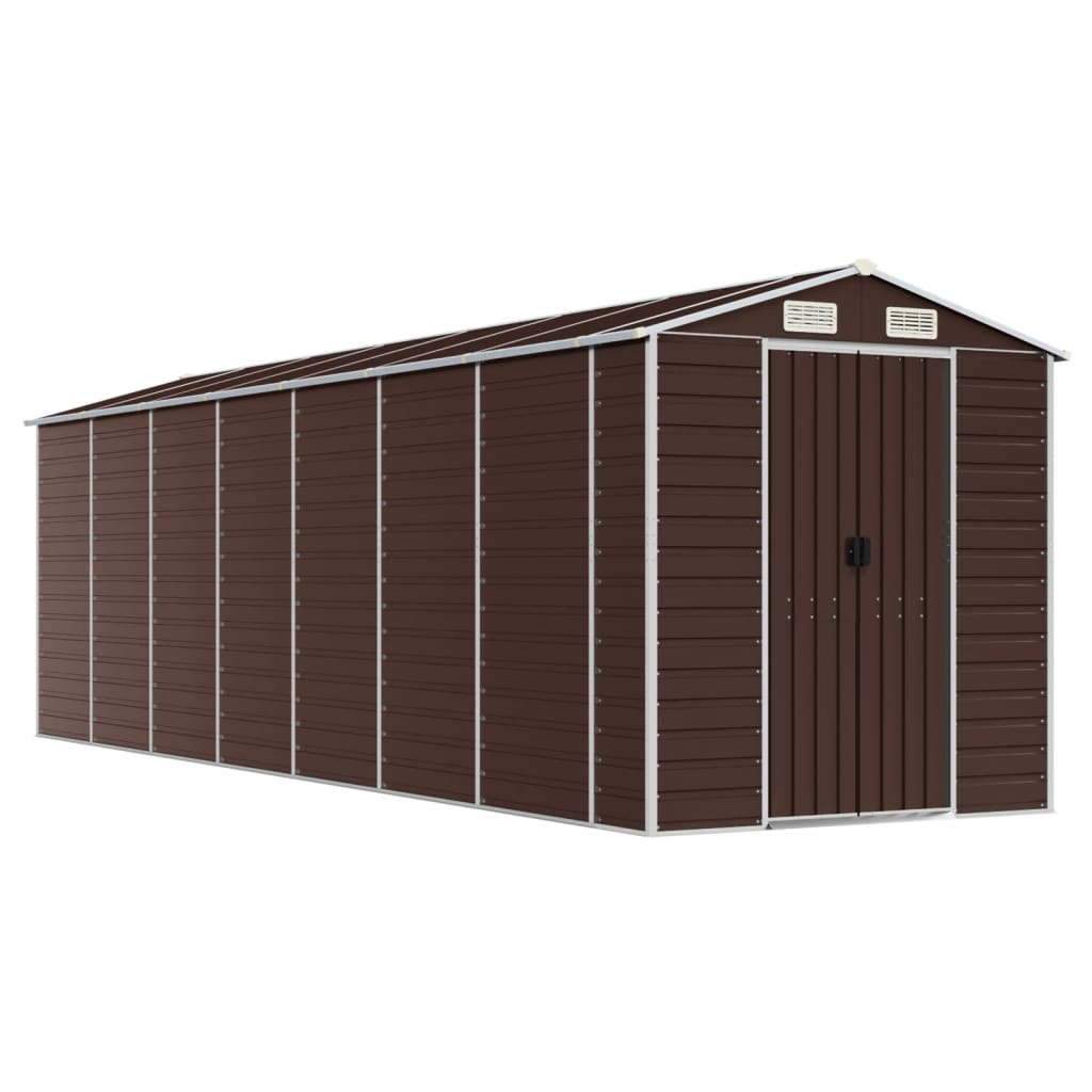 NNEVL Garden Shed Brown 191x640x198 cm Galvanised Steel-1