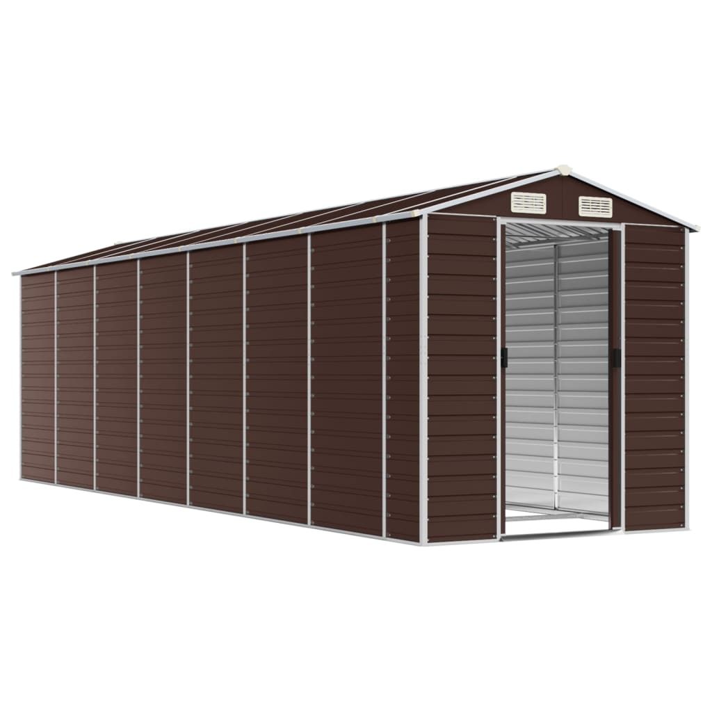 NNEVL Garden Shed Brown 191x640x198 cm Galvanised Steel-2