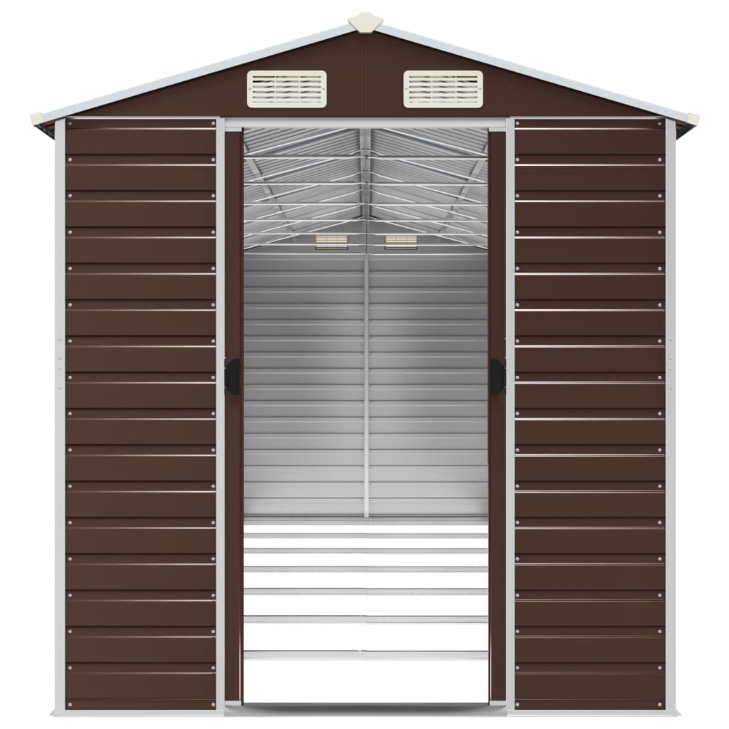 NNEVL Garden Shed Brown 191x640x198 cm Galvanised Steel-4