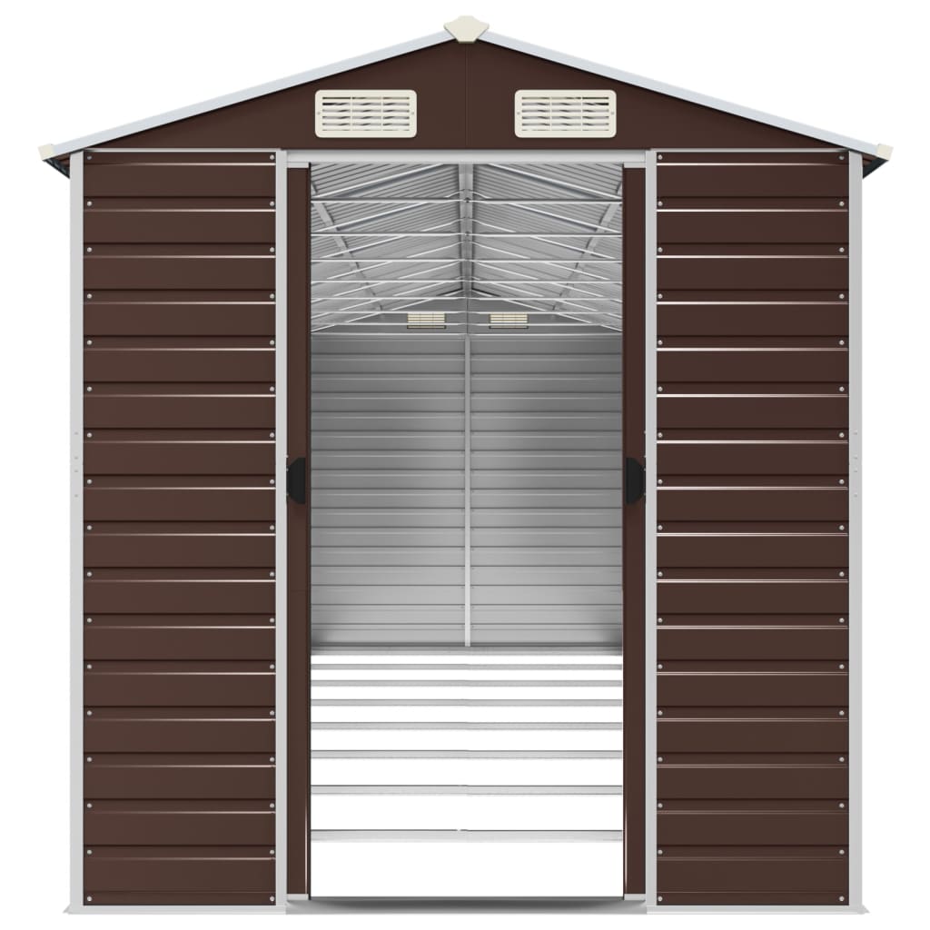 NNEVL Garden Shed Brown 191x725x198 cm Galvanised Steel-4