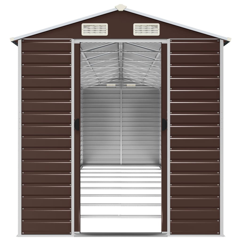 NNEVL Garden Shed Brown 191x810x198 cm Galvanised Steel-4