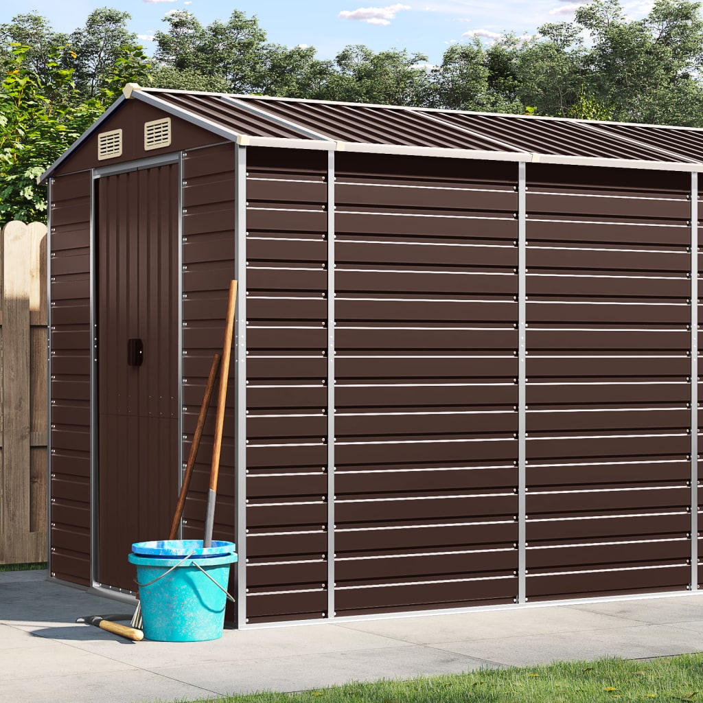 NNEVL Garden Shed Brown 191x810x198 cm Galvanised Steel-0