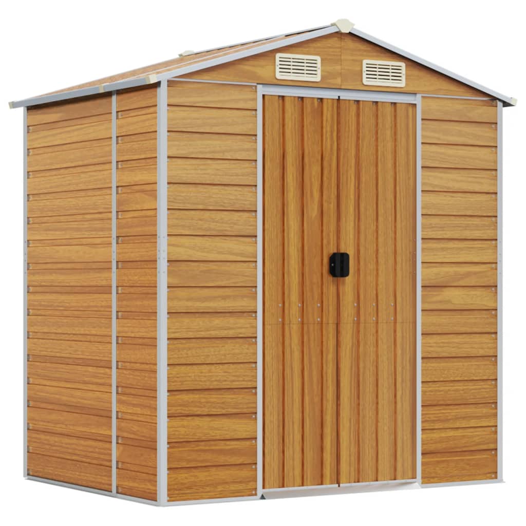 NNEVL Garden Shed Light Brown 191x130x198 cm Galvanised Steel-1