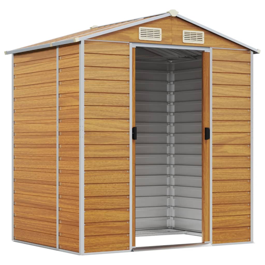 NNEVL Garden Shed Light Brown 191x130x198 cm Galvanised Steel-2