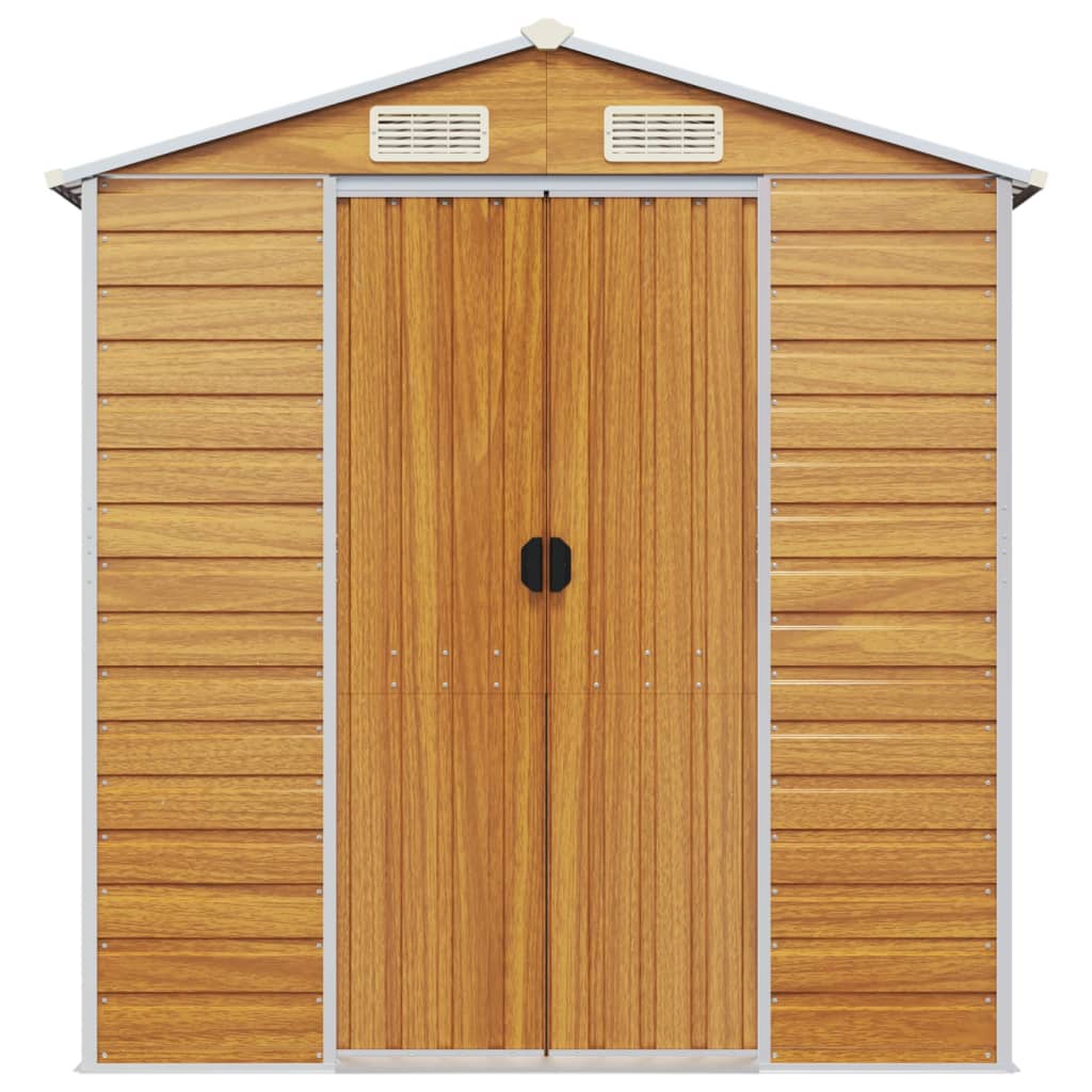 NNEVL Garden Shed Light Brown 191x130x198 cm Galvanised Steel-3