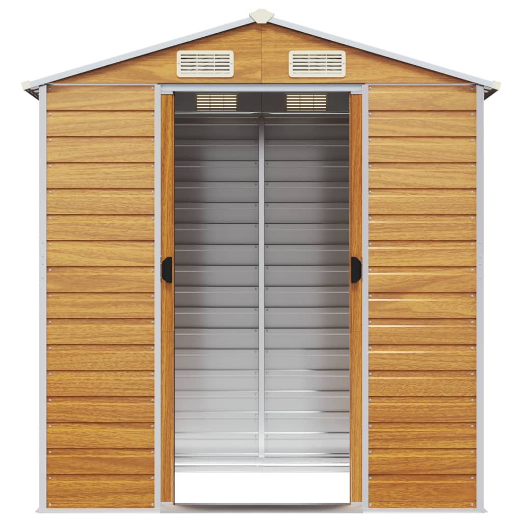NNEVL Garden Shed Light Brown 191x130x198 cm Galvanised Steel-4