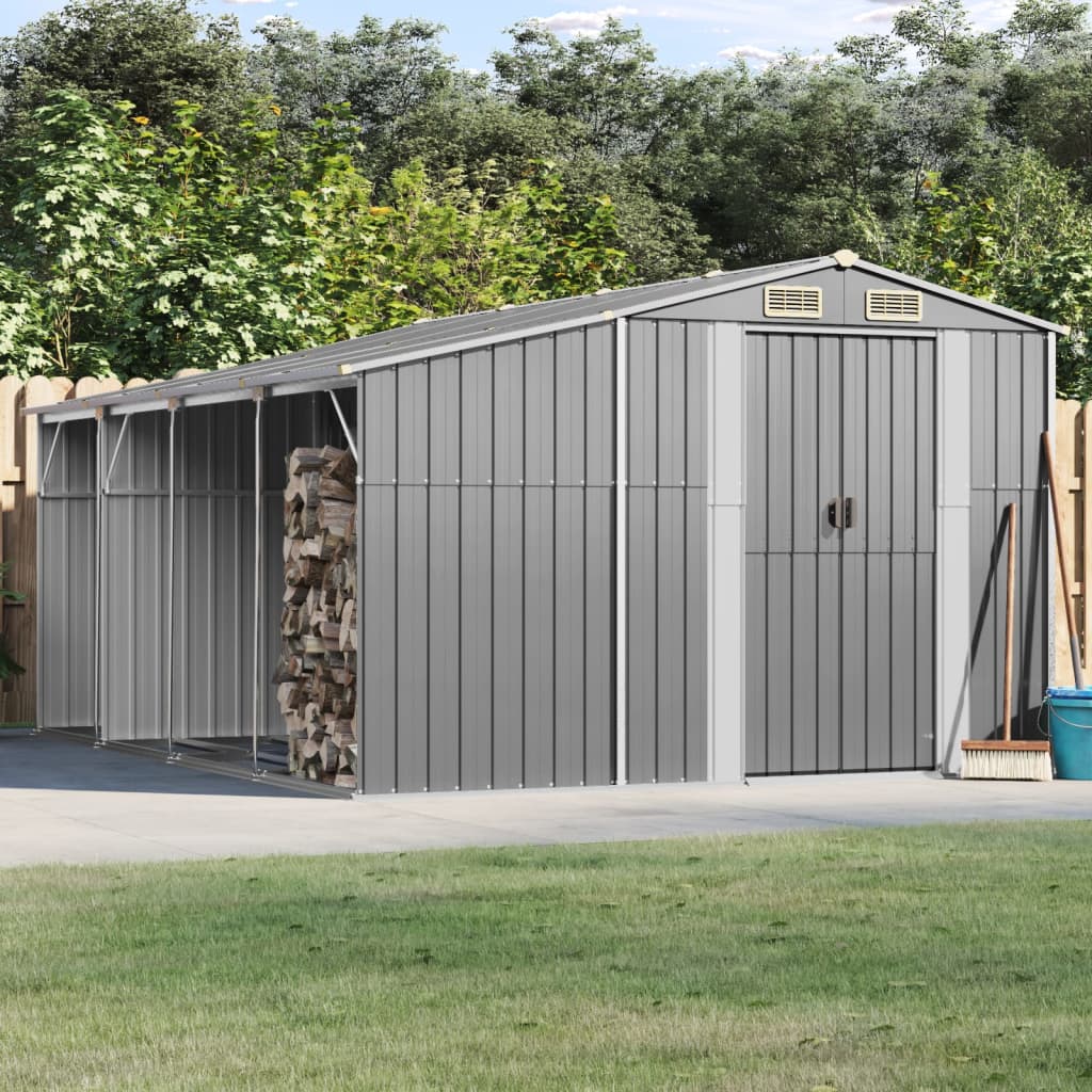 NNEVL Garden Shed Grey 277x365.5x179 cm Galvanised Steel-0