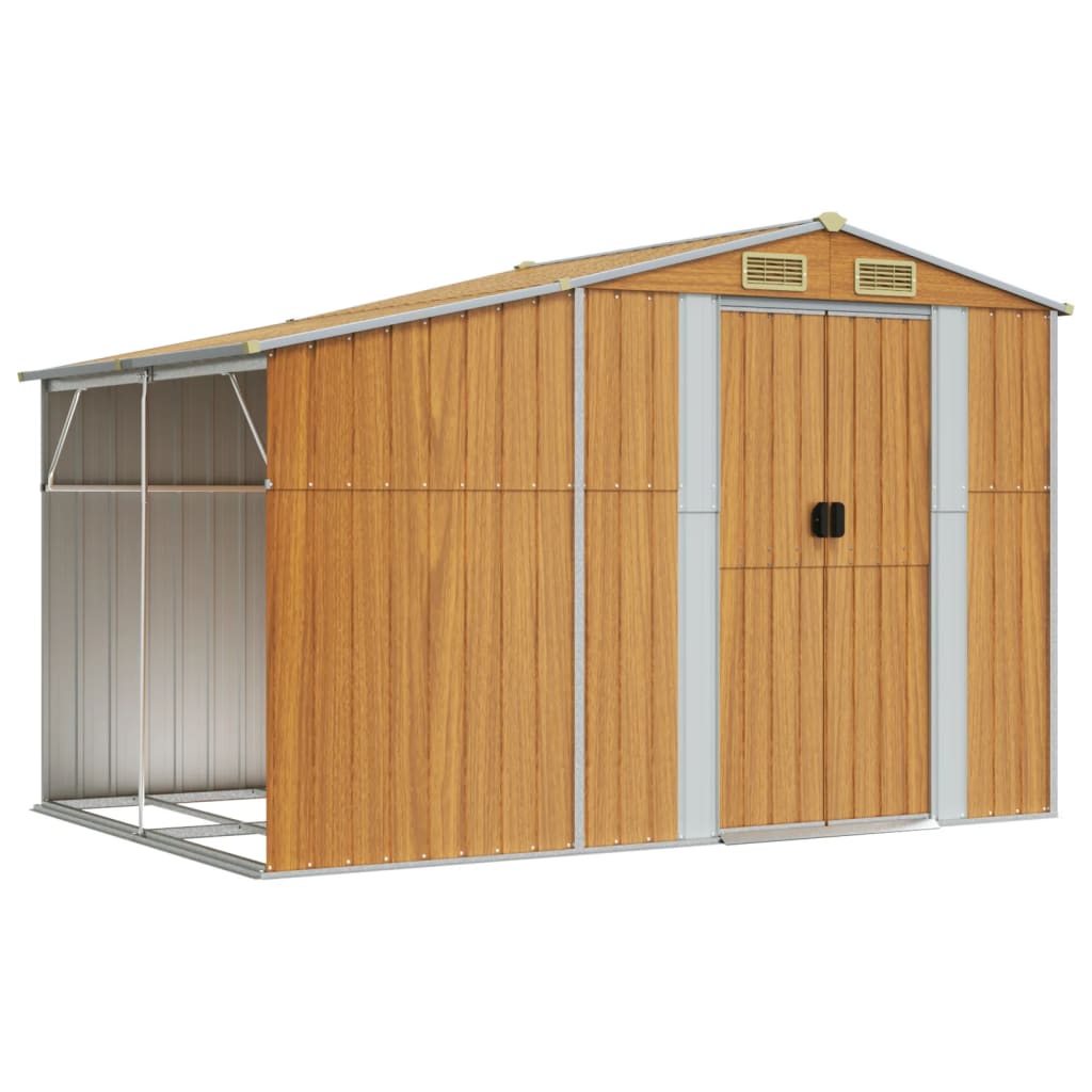 NNEVL Garden Shed Light Brown 277x192.5x179 cm Galvanised Steel-1