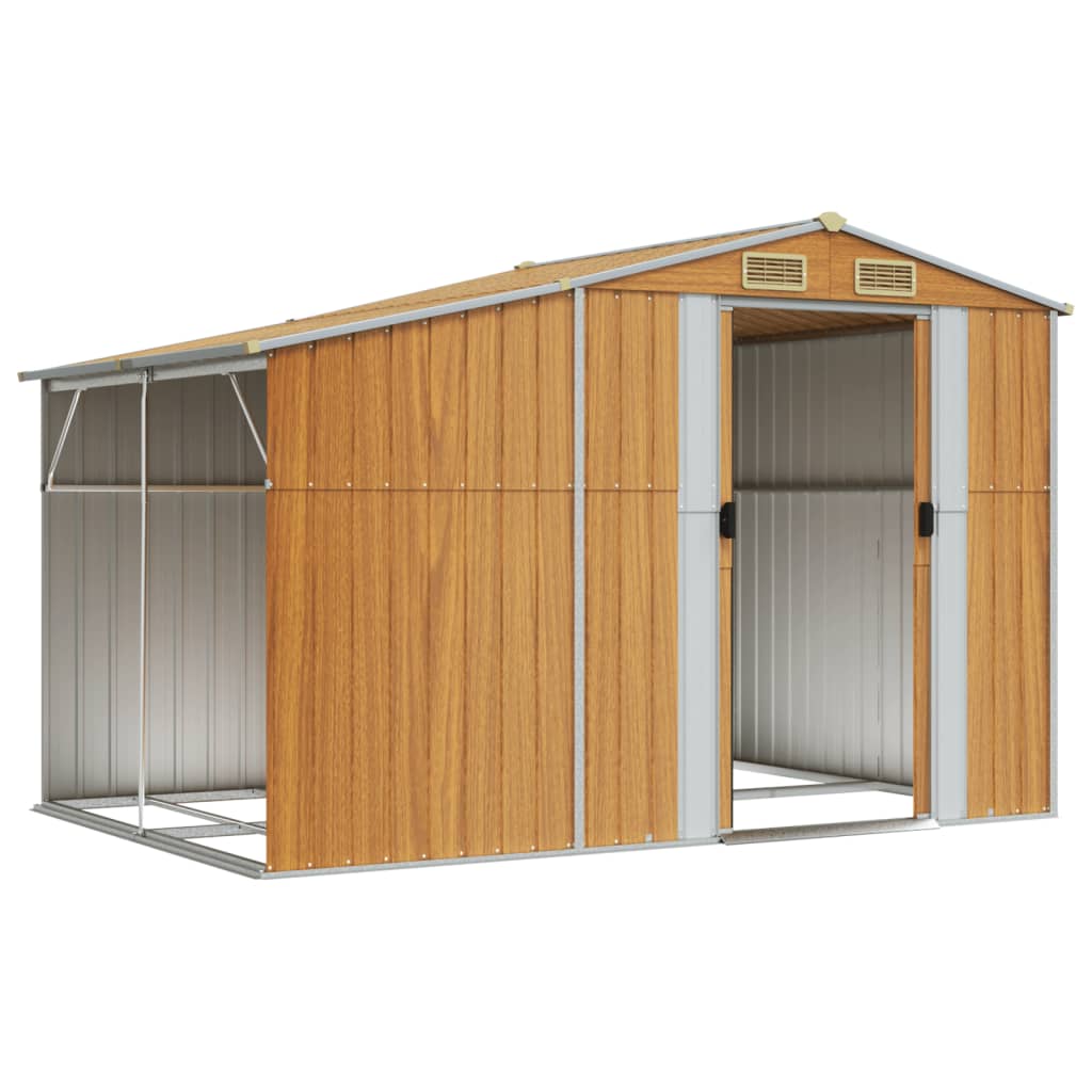 NNEVL Garden Shed Light Brown 277x192.5x179 cm Galvanised Steel-2