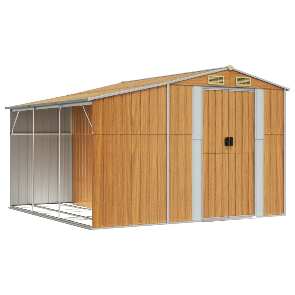 NNEVL Garden Shed Light Brown 277x279x179 cm Galvanised Steel-1