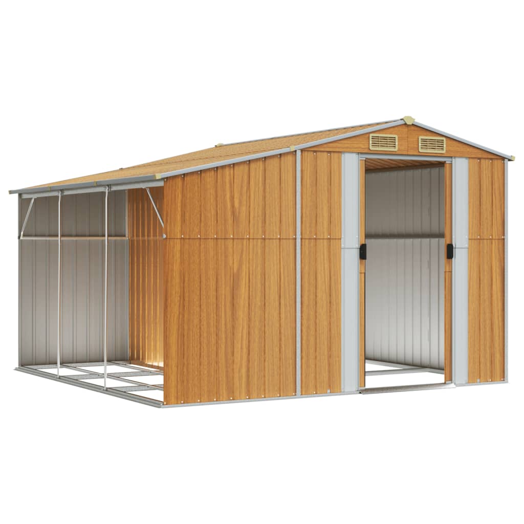 NNEVL Garden Shed Light Brown 277x279x179 cm Galvanised Steel-2