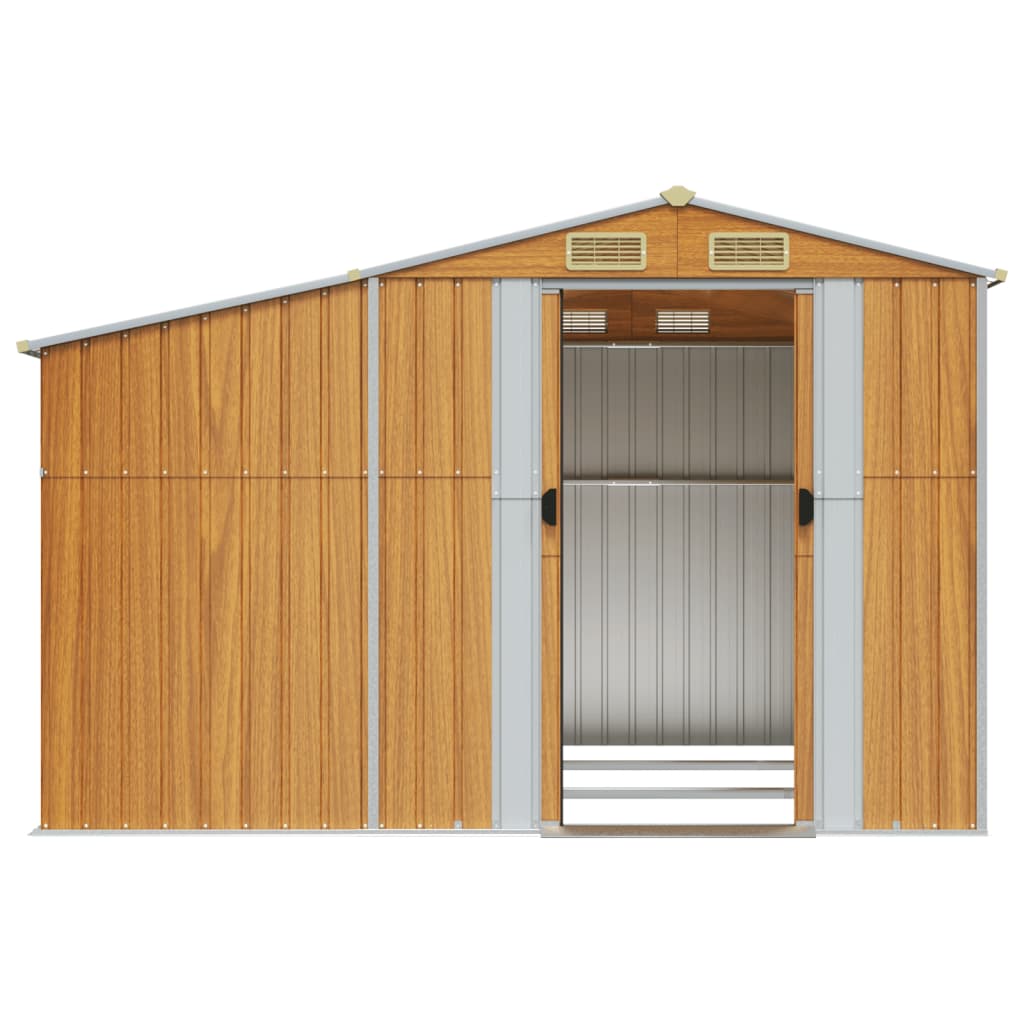 NNEVL Garden Shed Light Brown 277x279x179 cm Galvanised Steel-4