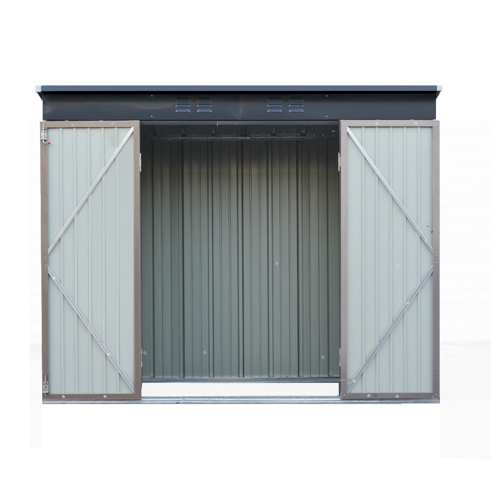 NNEDSZ Garden Shed 2.31x1.31M Sheds Outdoor Storage Tool Metal Workshop Shelter Double Door-2