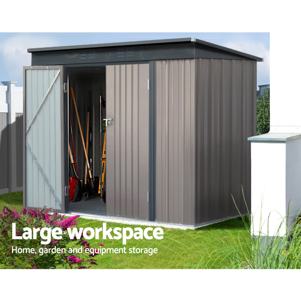NNEDSZ Garden Shed 2.31x1.31M Sheds Outdoor Storage Tool Metal Workshop Shelter Double Door-3