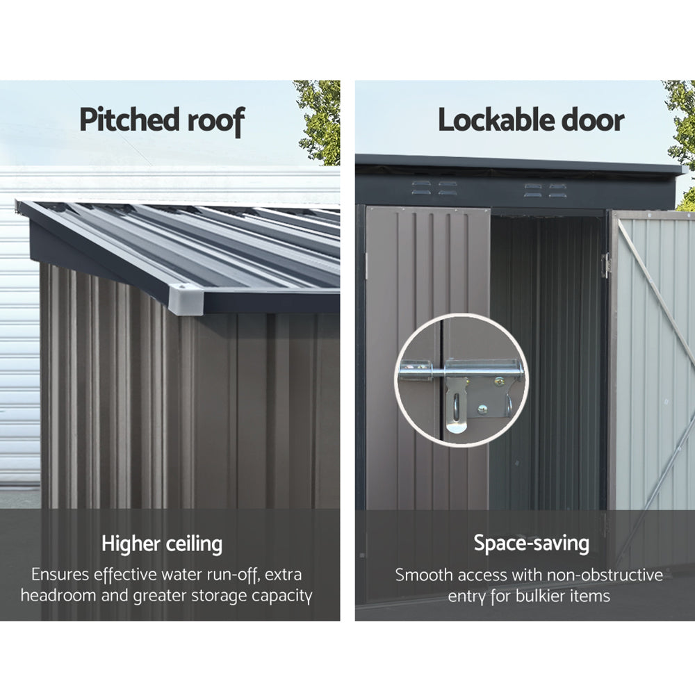 NNEDSZ Garden Shed 2.31x1.31M Sheds Outdoor Storage Tool Metal Workshop Shelter Double Door-4