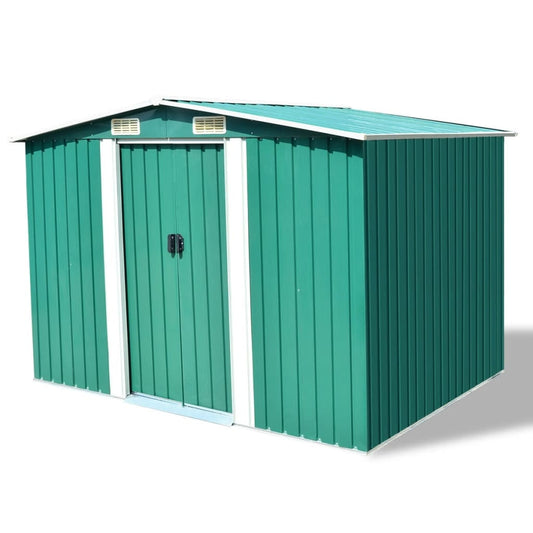 NNEVL Garden Storage Shed Green Metal 257x205x178 cm-0