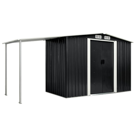 NNEVL Garden Shed with Sliding Doors Anthracite 386x131x178 cm Steel-0