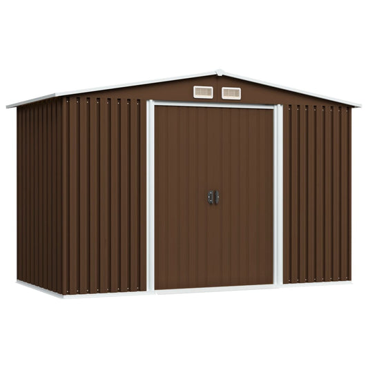 NNEVL Garden Storage Shed Brown 257x205x178 cm Steel-0