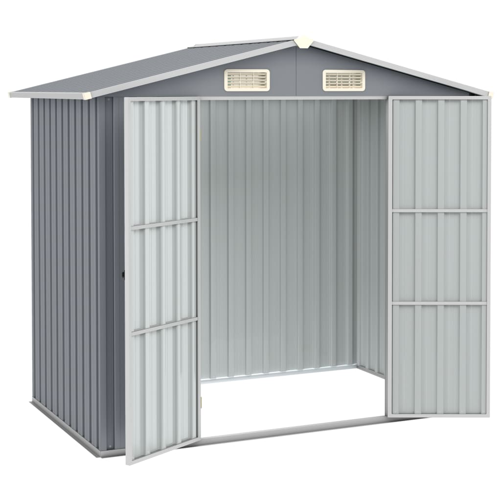NNEVL Garden Shed Grey 205x129x183 cm Galvanised Steel-1