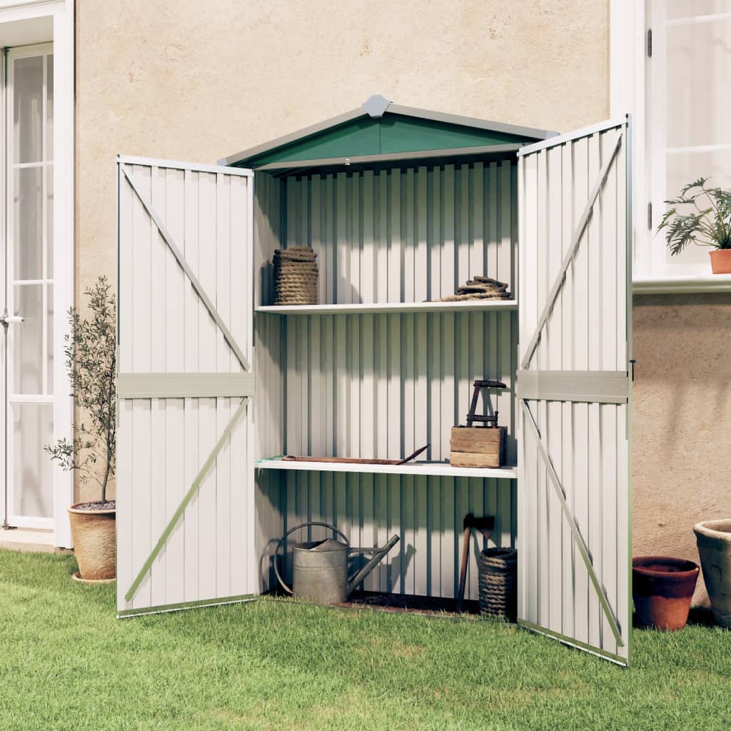 NNEVL Garden Shed Green 116x45x175 cm Galvanised Steel-0