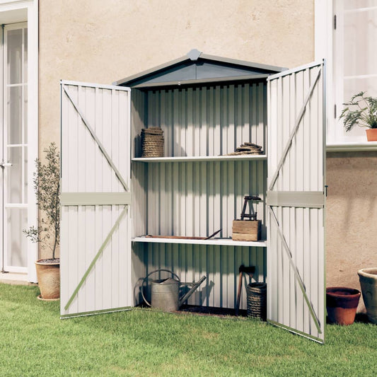 NNEVL Garden Shed Grey 107.5x46x183 cm Galvanised Steel-0