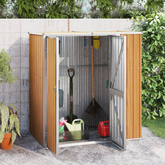 NNEVL Garden Tool Shed Brown 161x89x161 cm Galvanised Steel-0