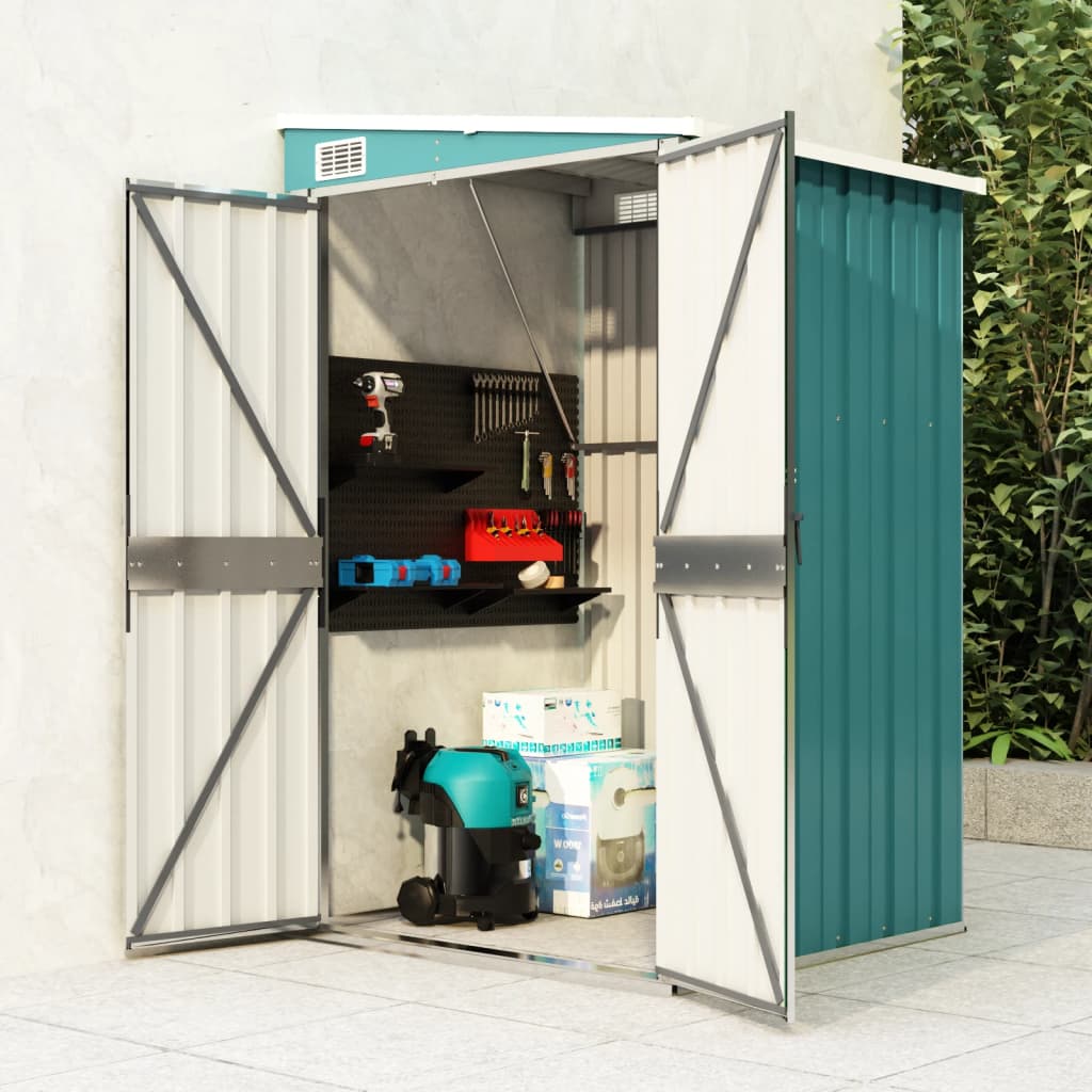 NNEVL Wall-mounted Garden Shed Green 118x100x178 cm Galvanised Steel-0