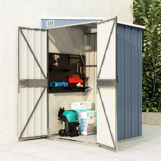 NNEVL Wall-mounted Garden Shed Grey 118x100x178 cm Galvanised Steel-0
