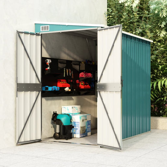 NNEVL Wall-mounted Garden Shed Green 118x194x178 cm Galvanised Steel-0