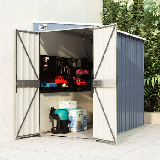 NNEVL Wall-mounted Garden Shed Grey 118x194x178 cm Galvanised Steel-0